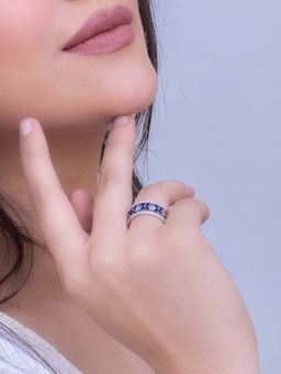 SILMORA - Blue Platinum Plated Ring