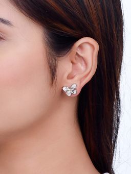 SILMORA - White Silver Plated Stud