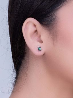 SILMORA - Green Silver Plated Stud