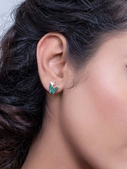 SILMORA - Green Rose Gold Plated Stud