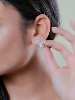 SILMORA - White Silver Plated Stud