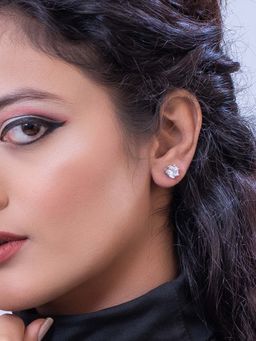 SILMORA - White Silver Plated Stud