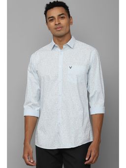 Allen Solly - Men Light Blue Slim Fit Print Full Sleeves Casual Shirt