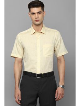 Louis Philippe - Men Yellow Slim Fit Solid Half Sleeves Formal Shirt