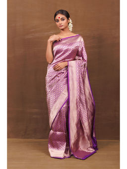 VISHWA - Purple Banarsi Brocade Saree with Unstitched Blouse