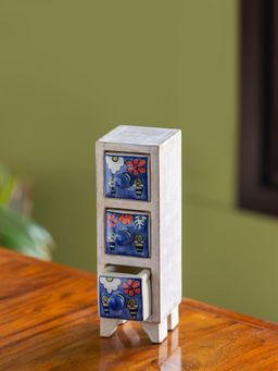 ExclusiveLane - 'The Bee Collective' Chest Drawers In Mango Wood & Ceramic (3 Drawers, Rustic Finish)
