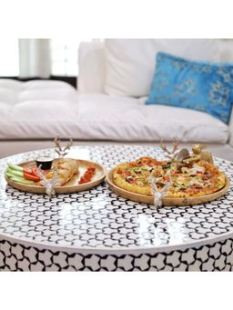 CasaGold - Stag Head Set Of 2 Wooden Tray