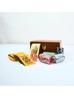 CasaGold - Tan Brown Elliot Leather Poker Game Set for Adult Party Used Gifts