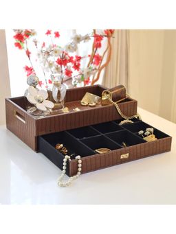 CasaGold - Leather Storage with Drawer Tray for Office Hotel or Home-Tan