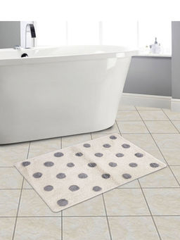 Eyda - White and Grey Polka Dots Cotton Bath Mat