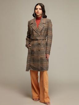 Twenty Dresses by Nykaa Fashion - Grey V Neck Knee Length Overcoat With Belt