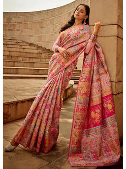 Akhilam - Women's Cotton Silk Pink Woven Designer Saree with Unstitched Blouse