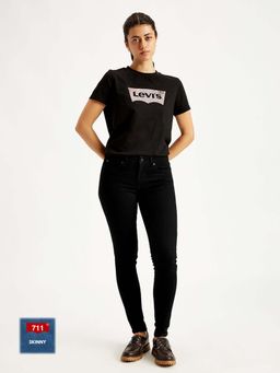 Levi's - Womens Mid Rise 711 Skinny Black Jeans