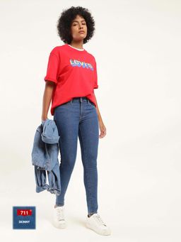 Levi's - Womens Mid Rise 711 Skinny Fit Blue Jeans