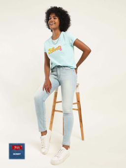 Levi's - Womens Mid Rise 711 Skinny Fit Blue Jeans