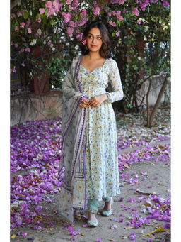 Pink Cactii - Floral Printed Kurta Set With Dupatta (Set of 3)