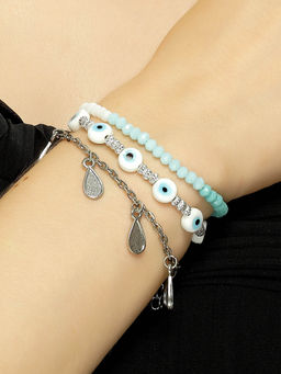 Karatcart - Evil Eye and Crystal Bracelets for Women (Set of 3)