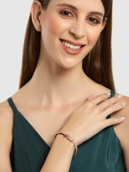 Karatcart - Rose Gold Plated American Diamond Studded Bracelet for Women