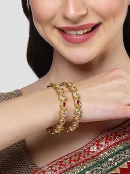 Karatcart - Gold Plated Drop Shape Kundan Bangles for Women (Set of 2)