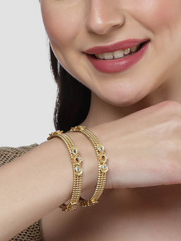 Karatcart - Gold Plated Floral Design Bangles Women