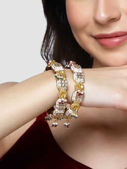 Karatcart - Gold Plated Meena Kadas Women