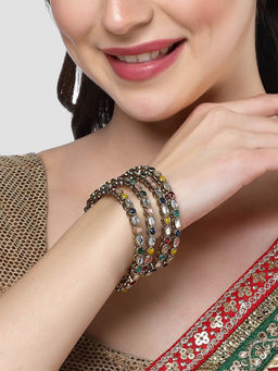 Karatcart - Gold Plated Oval Shape Multicolor Stone Studded Bangles for Women