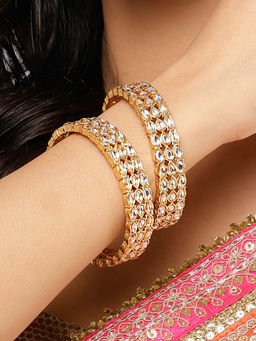 Karatcart - Gold Plated Drop Shape Kadas for Women (Set of 2)