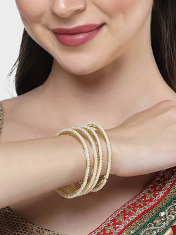 Karatcart - Gold-Plated Pearl Studded Bangles for Women