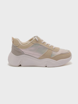 IYKYK by Nykaa Fashion - Swank Premium Ivory and Gold Sneakers