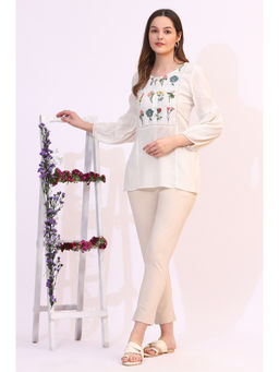 W - Floral Thread Embroidered Yoke Tunic