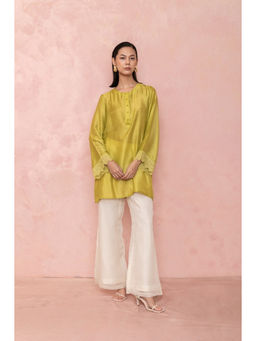 LABEL NAARITI - Tasha Green Silk Solid Top