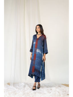 Silai Studio - Navy Crimson Streak Kurta