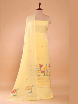 Sutra Art of Clothing - Handloom Soft Yellow Jamdani Suit Set With Dupatta