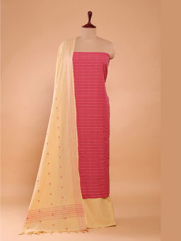 Sutra Art of Clothing - Pink And Beige Woven Suit Set With Subtle Buti And Dupatta