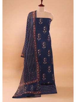 Sutra Art of Clothing - Indigo Hand Block Print Suit Set With Dupatta