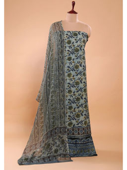 Sutra Art of Clothing - Blue Hand Block Print Suit Set With Dupatta
