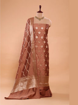 Sutra Art of Clothing - Handloom Pure Silk Mocha Brown Suit Set With Dupatta