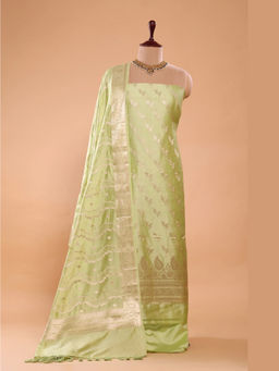 Sutra Art of Clothing - Handloom Pure Silk Pista Green Suit Set With Dupatta