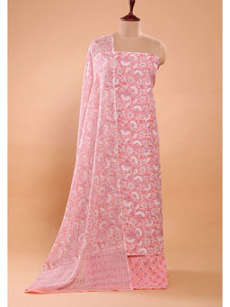 Sutra Art of Clothing - Baby Pink Hand Block Print Suit Set With Dupatta