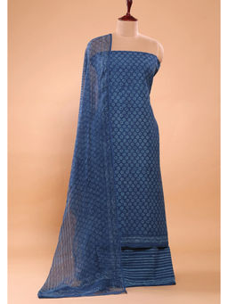 Sutra Art of Clothing - Blue Polka Hand Block Print Suit Set With Dupatta