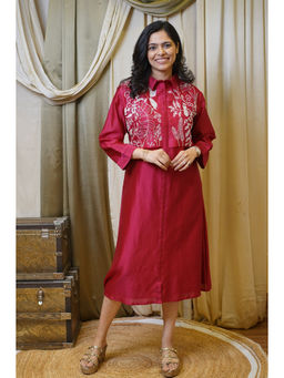 SHOWSHA - Pink Festive A Line Midi Dress