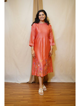 SHOWSHA - Floral Sunrise Pink A Line Midi Dress
