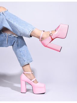 The White Pole - Women Pink Casual Block Pump Heels