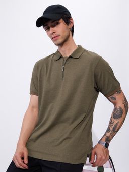 The Souled Store - Originals Solid- Dusky Olive Men Polo T-Shirt