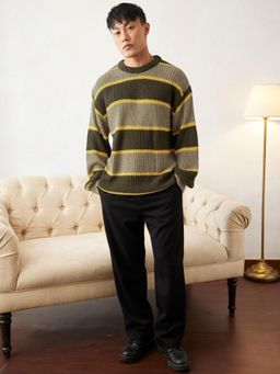 The Souled Store - Originals Striped- Timber Men Oversized Pullover Sweater