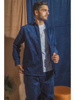 JAVINISHKA - Navy Blue Corduroy Relaxed Fit Shacket