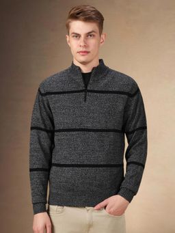 Dennis Lingo - Men Stripes Acrylic Regular Fit Full Sleeves Pullover Sweater