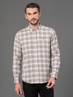 Red Tape - Men Grey Checks Poly Cotton Full Sleeve Shirt