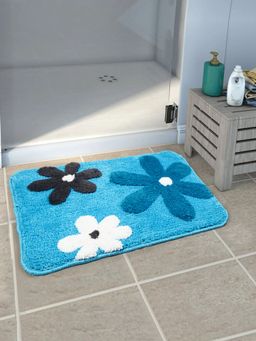 Saral Home - Cotton Anti-Slip Bathmat (Turquoise, 40 x 60 cm)