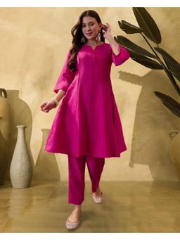 Gahan - Pink Vichitra Schiffli Kurta with Pant